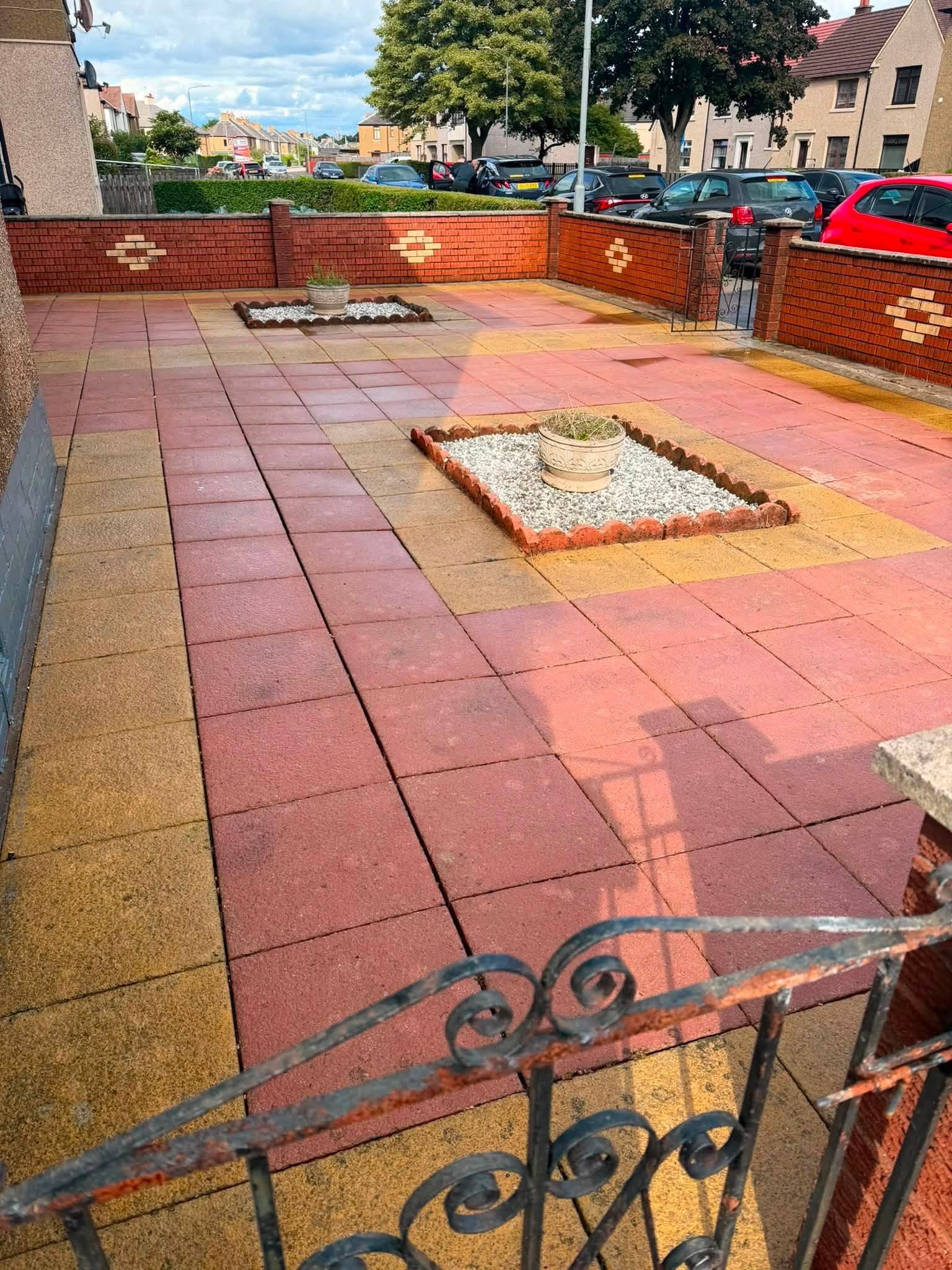 Clean patio after pressure washing