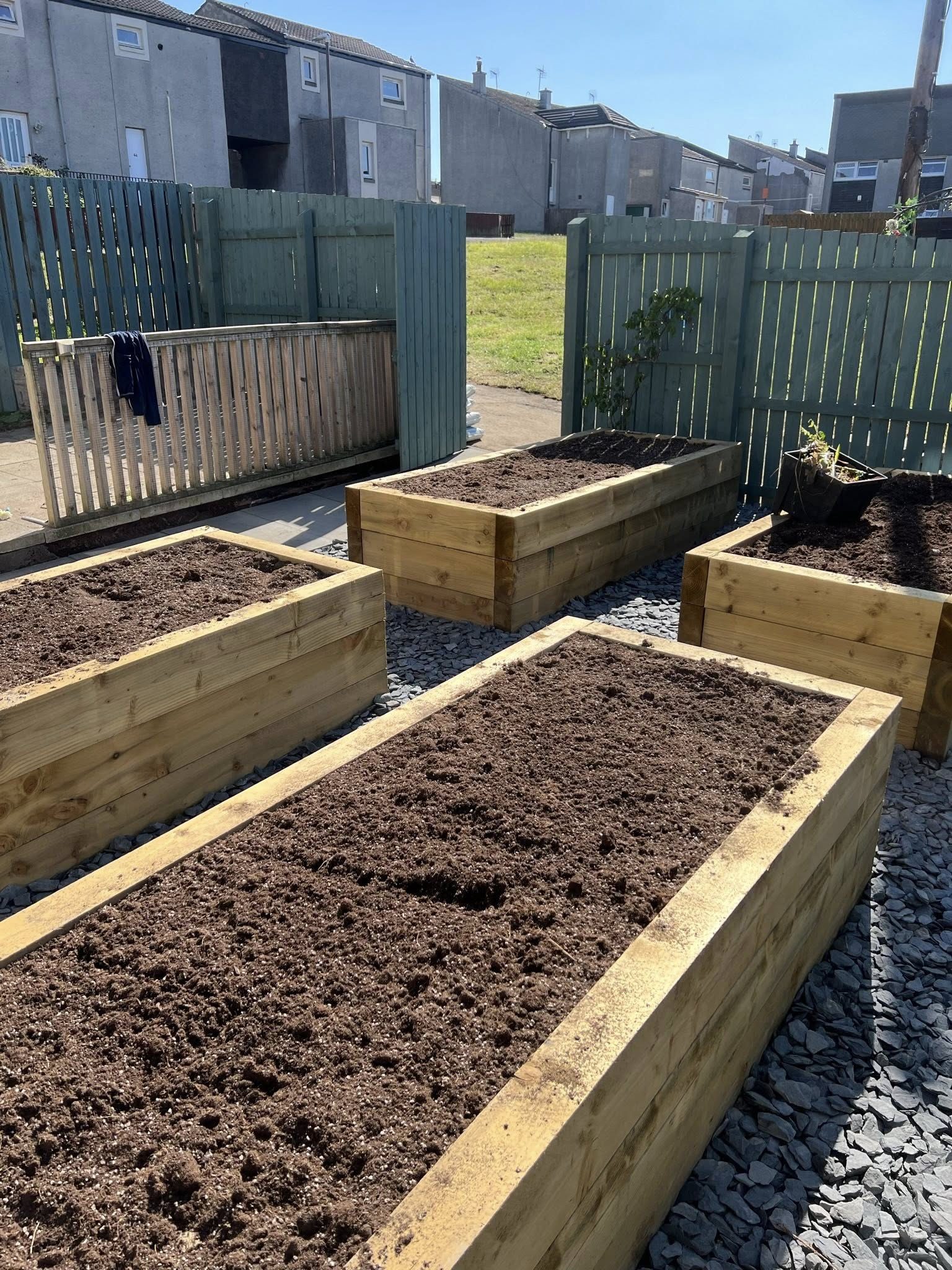 Completed timber raised beds